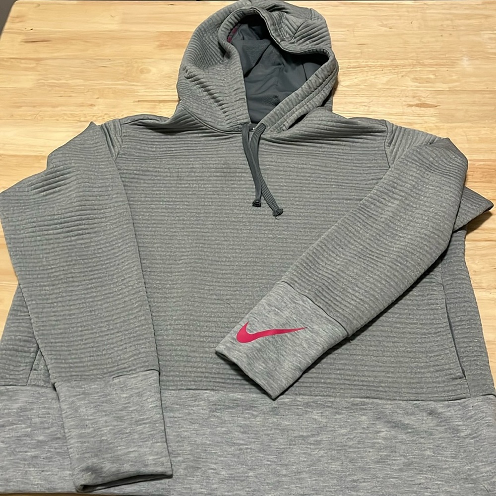 Nike Gray Hoodie with Pink Swoosh